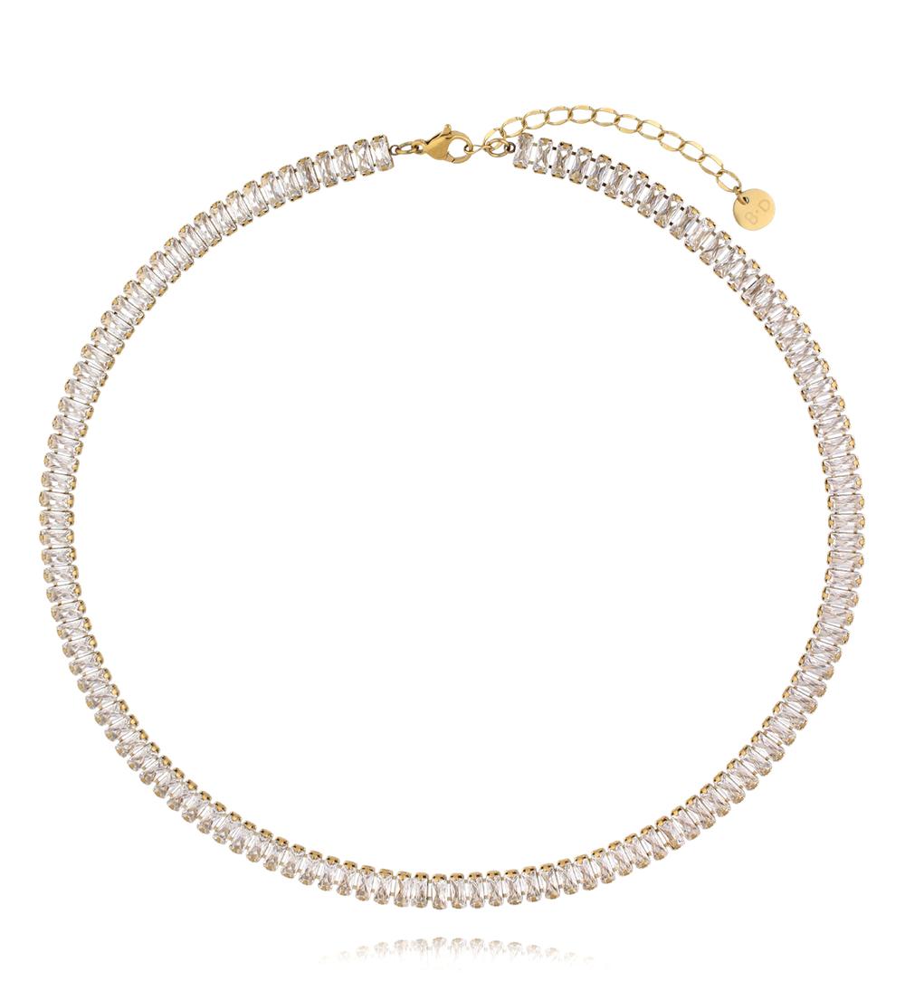 Naszyjnik typu tennis z kryształkami złoty NSY0704