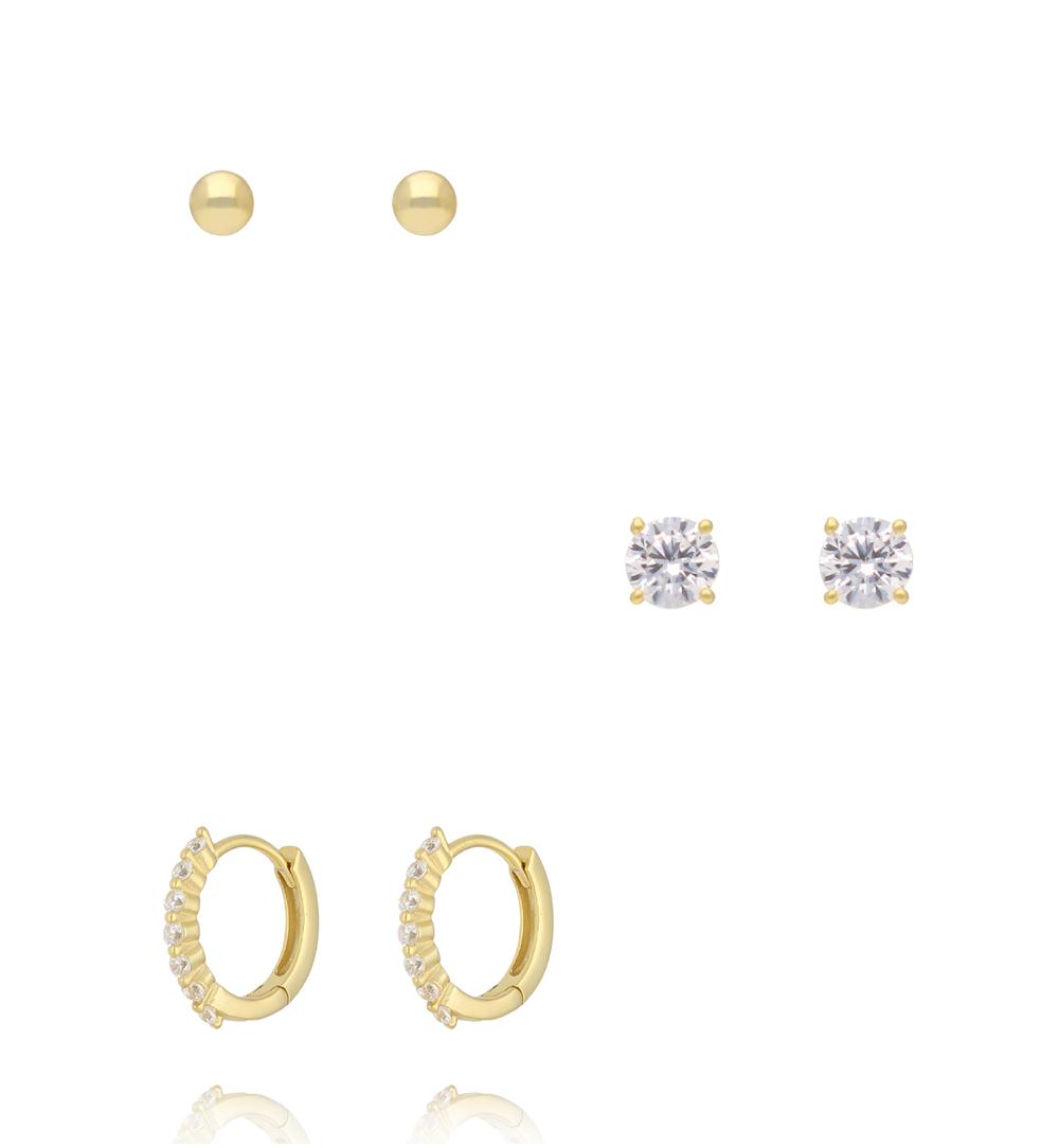 Zestaw kolczyków pozłacanych z cyrkoniami KLT0035