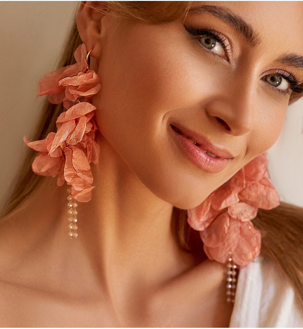 Kolczyki z szyfonu brzoskwiniowe Tango KBL1480