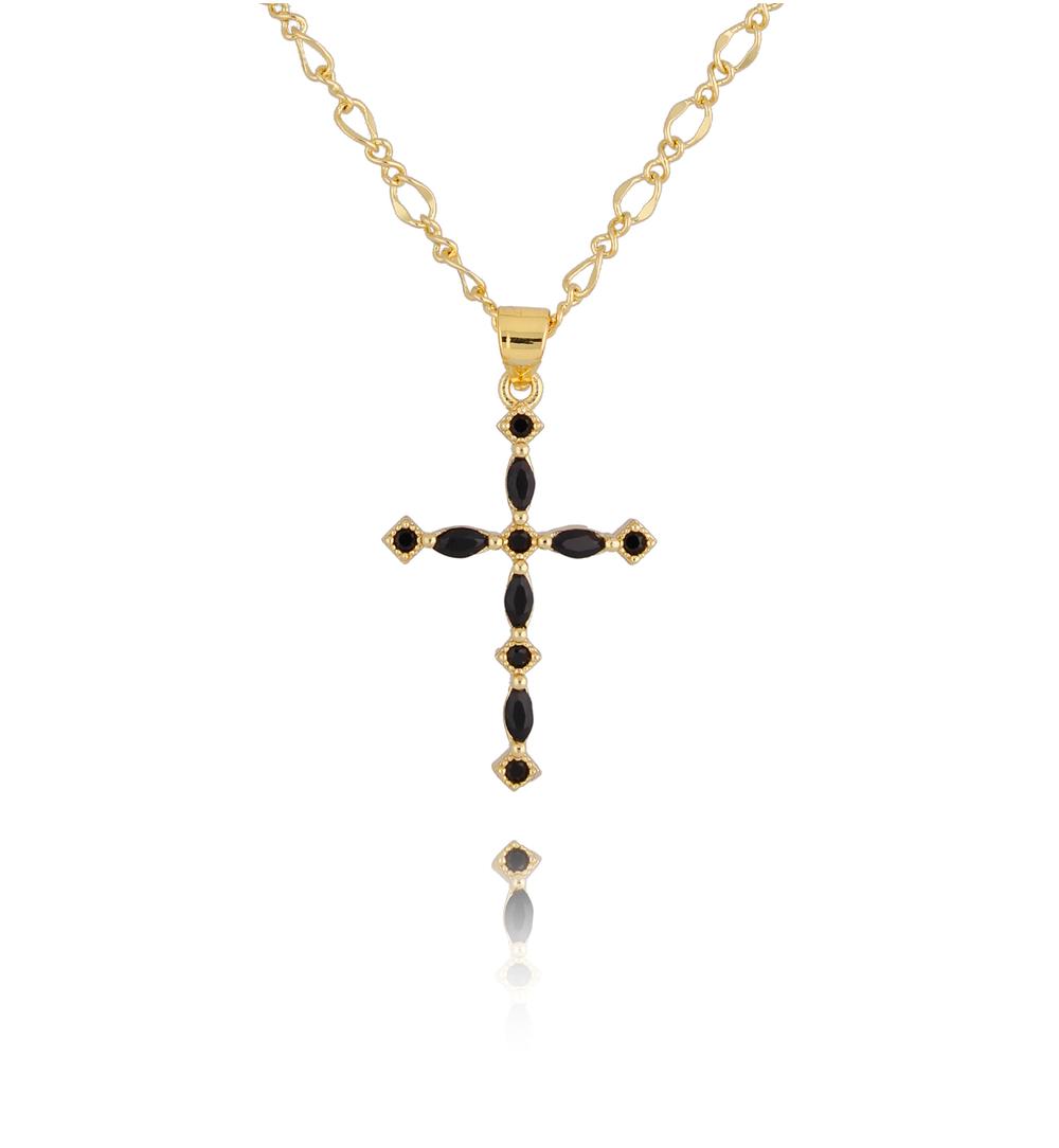Naszyjnik z czarnym krzyżykiem Madeline NRG0452