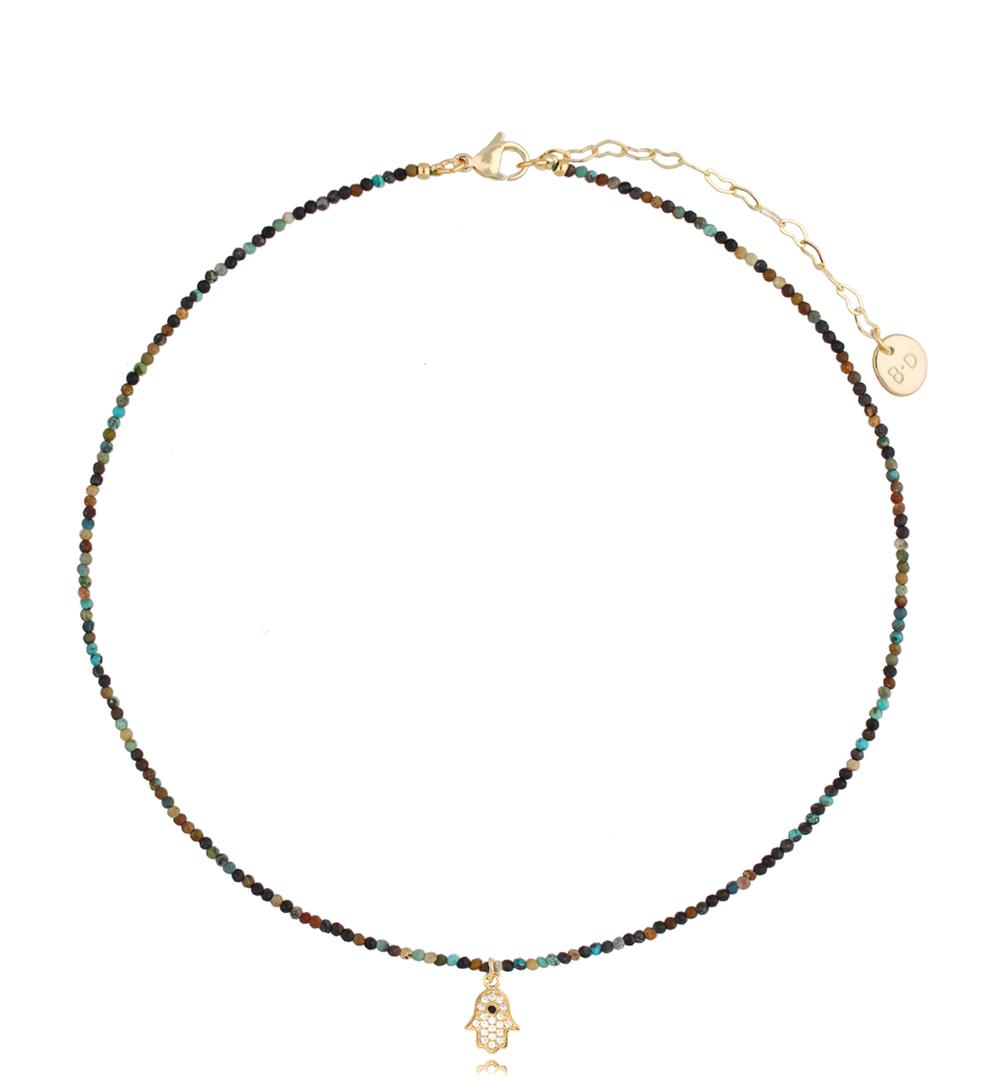 Naszyjnik z turkusami i ręką Fatimy Lifestyle NTW0715