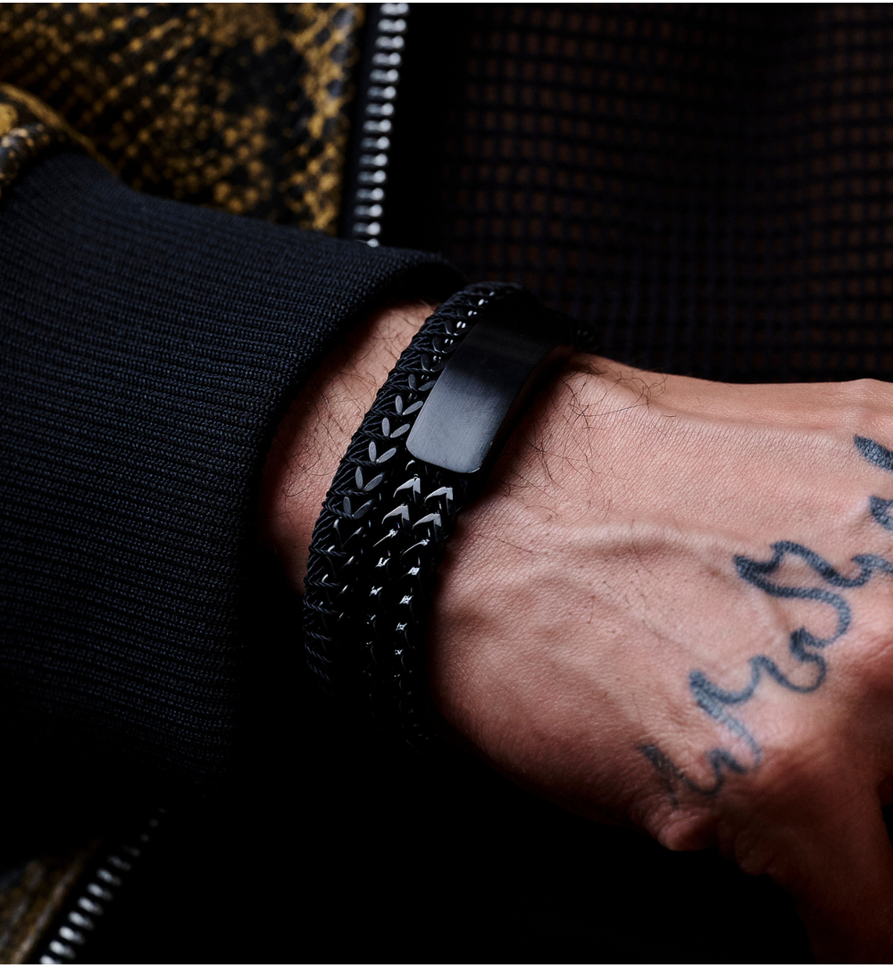 Bransoletka męska czarna Agapito BMITC0767