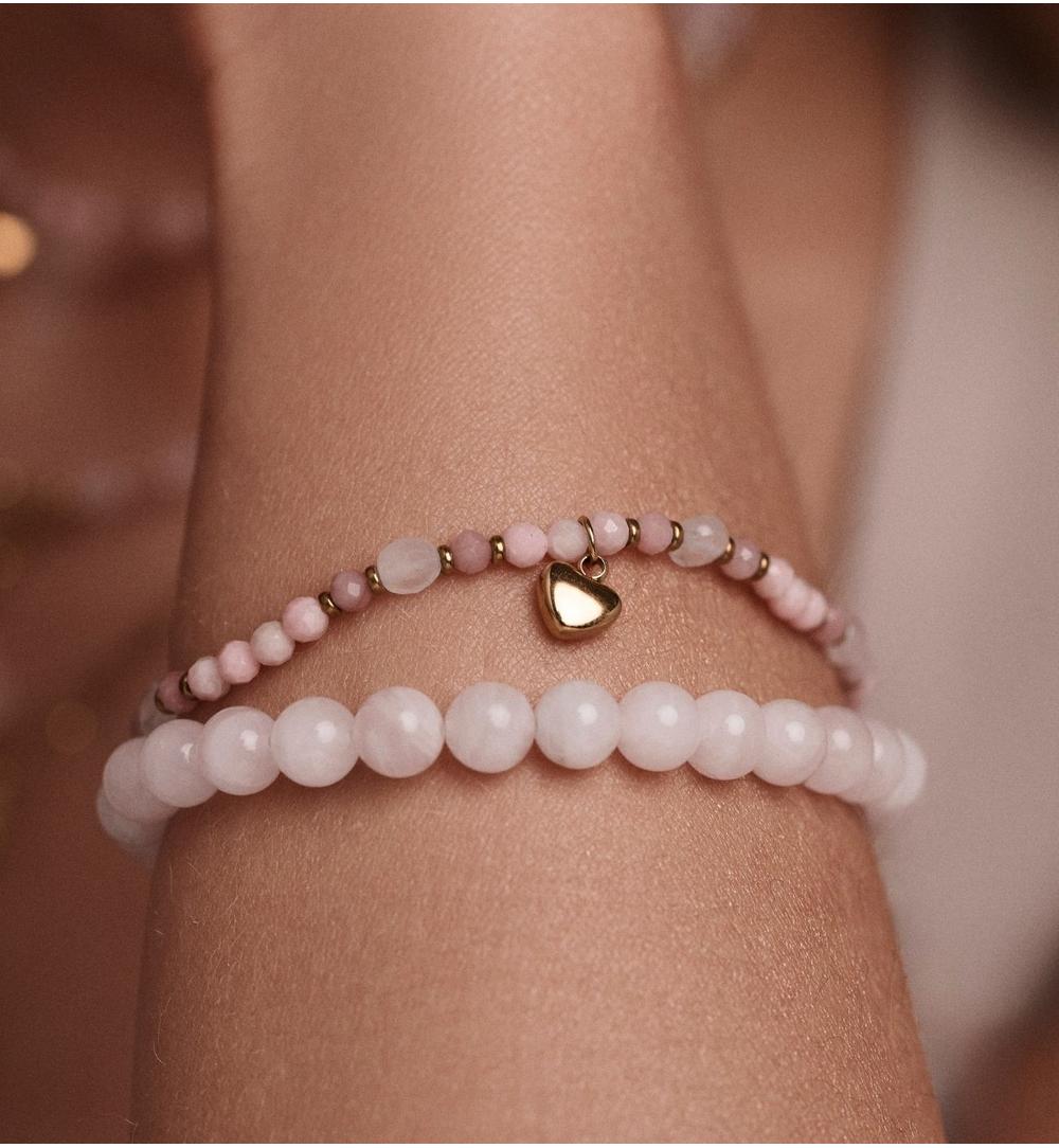 Zestaw biżuterii z kwarcem różowym i koniczynką ZN0230