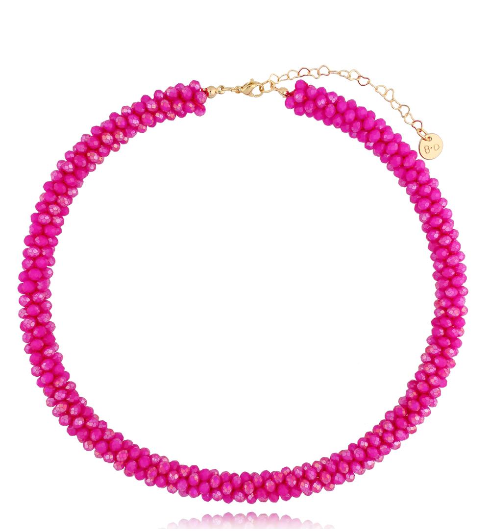 Naszyjnik z kryształkami fuksjowy Luminous NWE0004