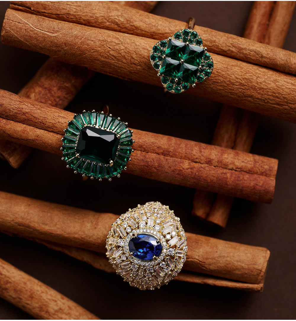 Pierścionek z granatową cyrkonią PSS0188