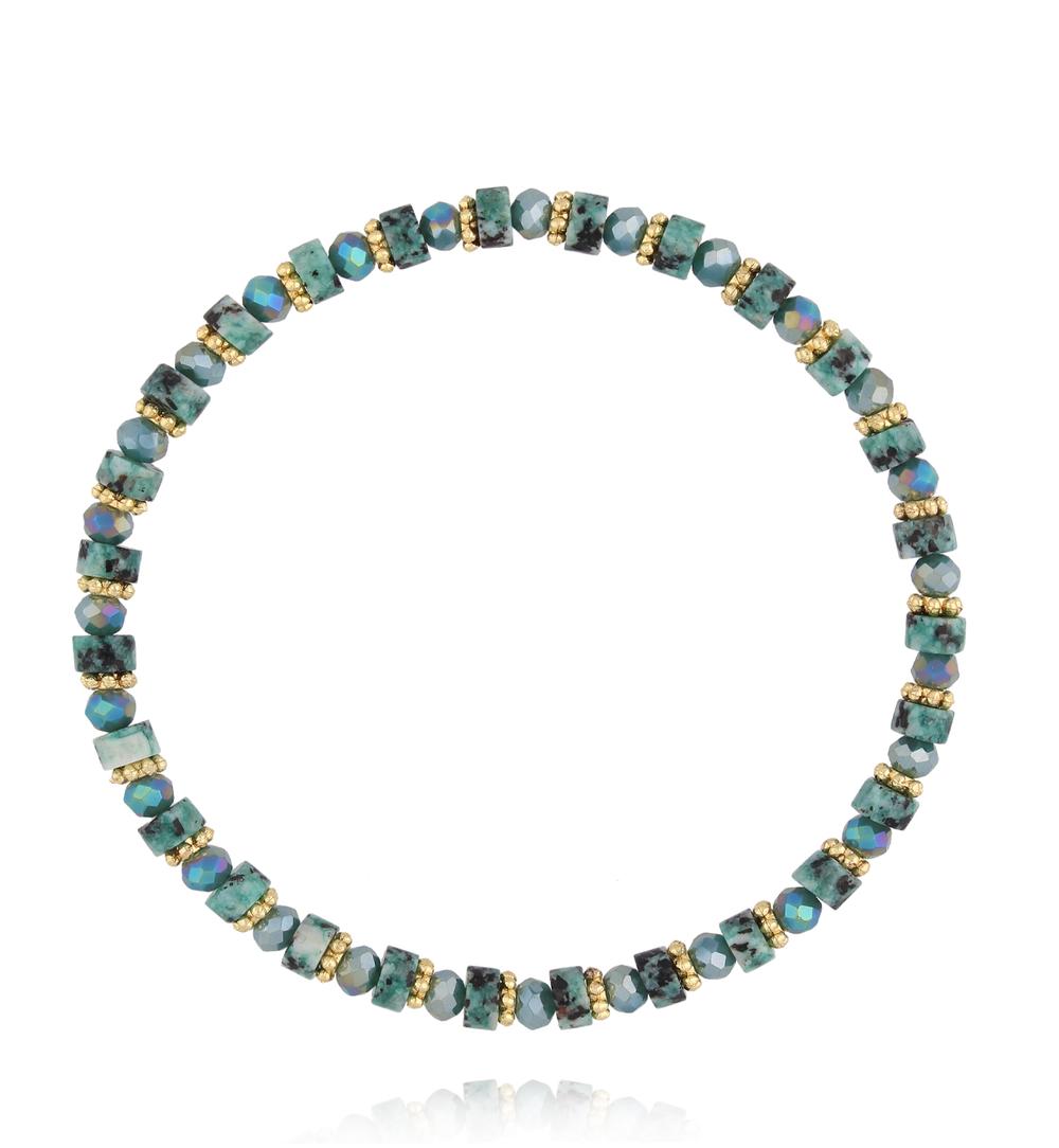 Bransoletka z turkusowego agatu i szklanych koralików BTW3626