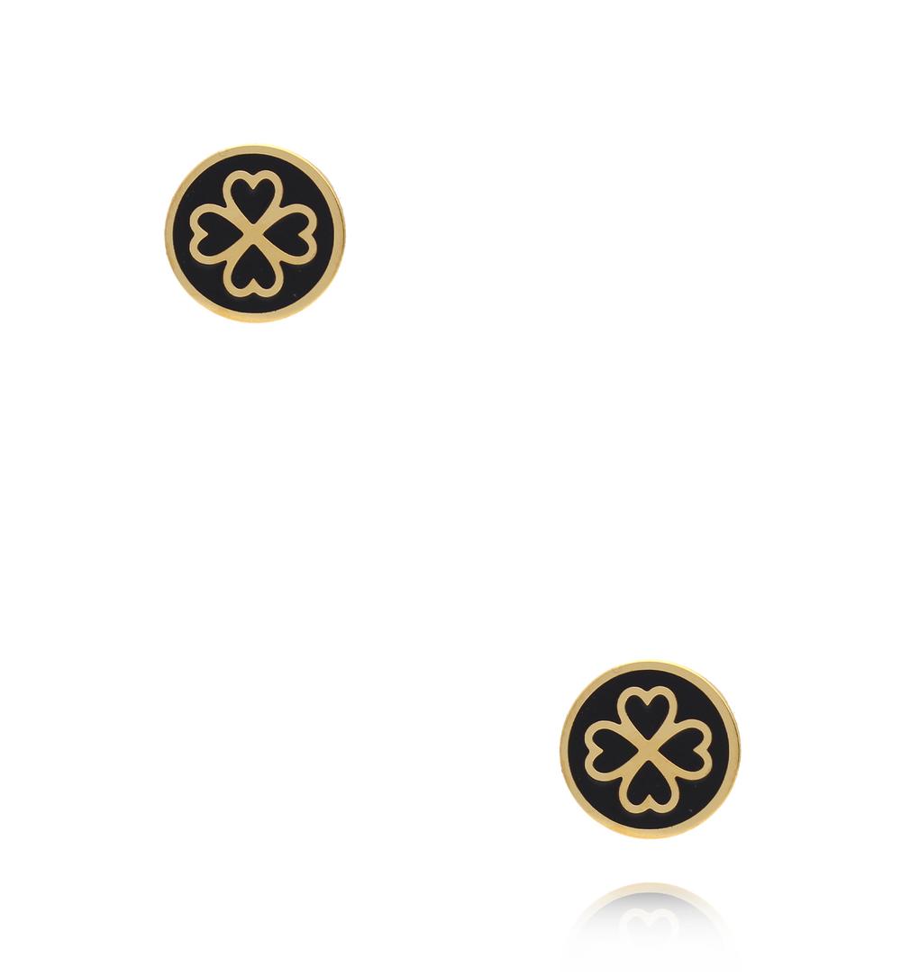 Kolczyk z koniczynkami i czarną emalią KSA2528