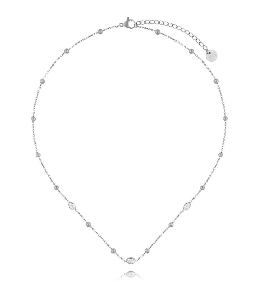 Naszyjnik srebrny ze stali szlachetnej z kuleczkami i cyrkoniami NSY0892