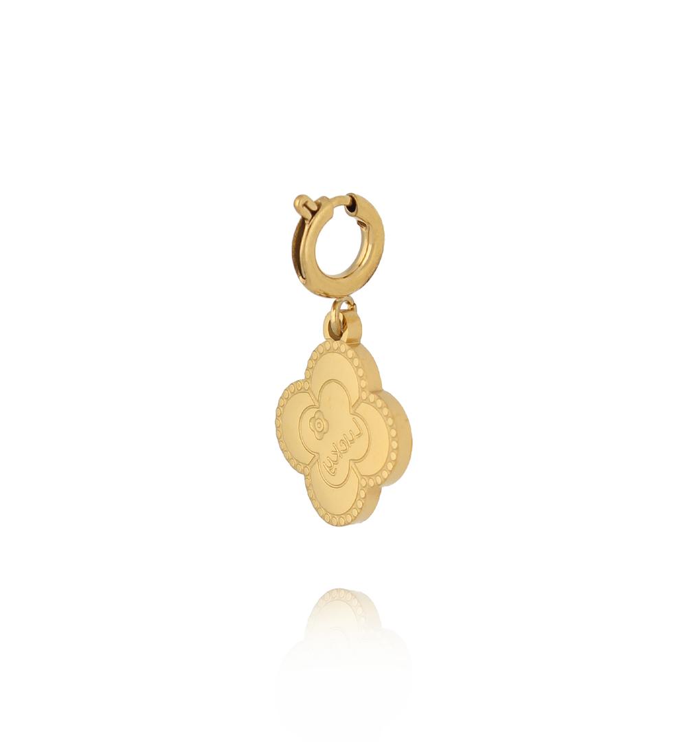 Charms złota koniczynka z napisem Lucky CHA0230