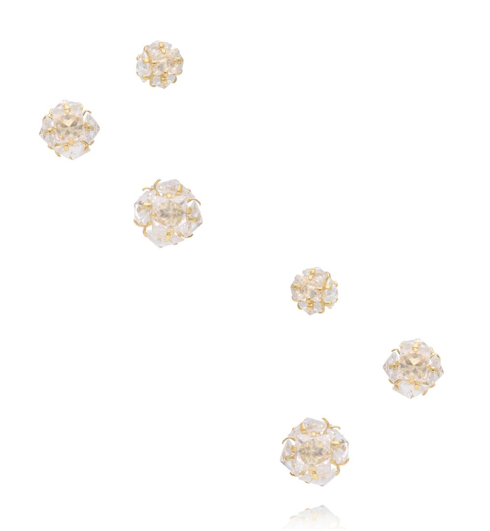 Zestaw złoconych kolczyków z kryształowymi kulkami KMB0019