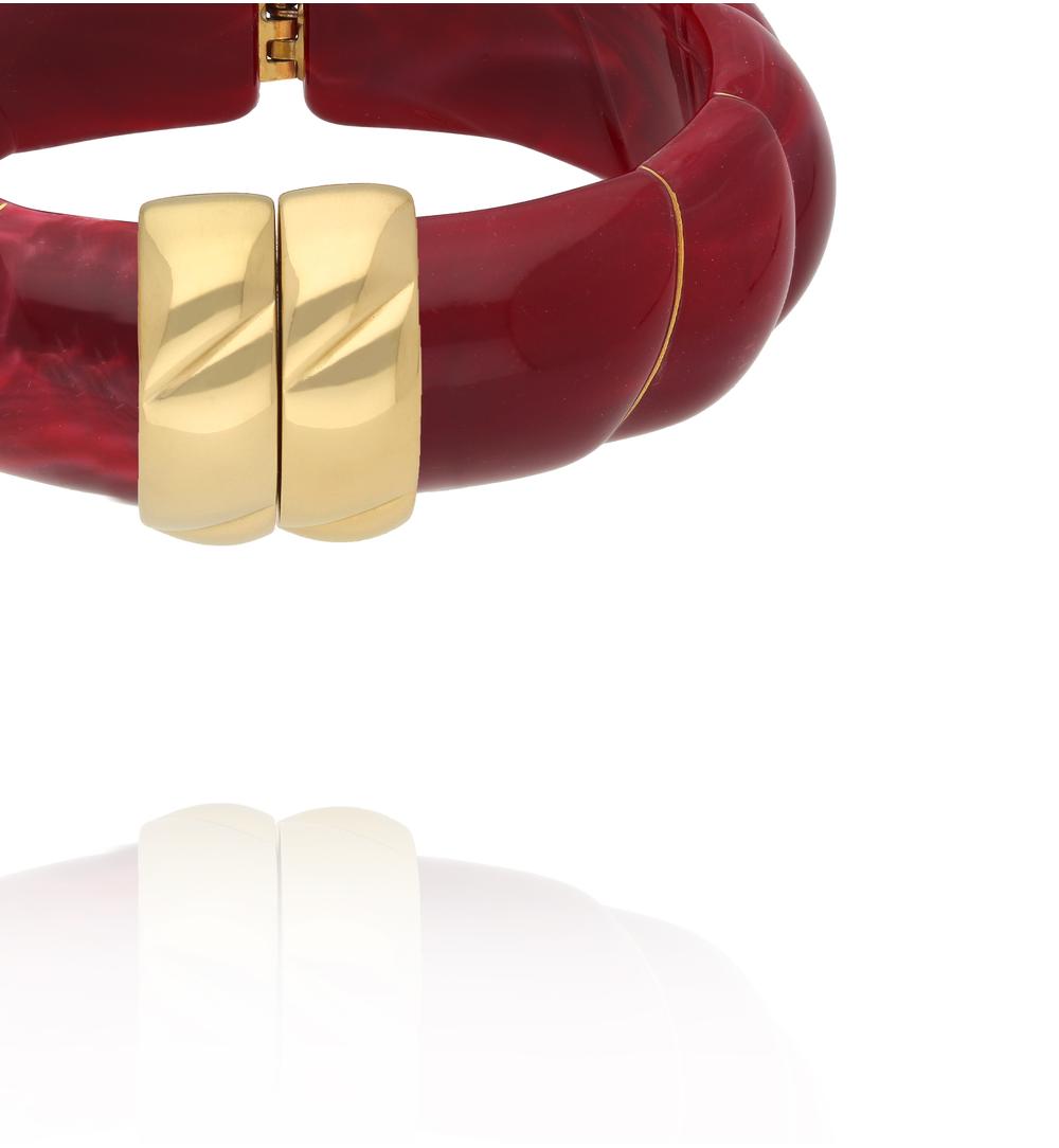 Bransoletka w odcieniu głębokiej czerwieni ze złotym zapięciem BEU0001