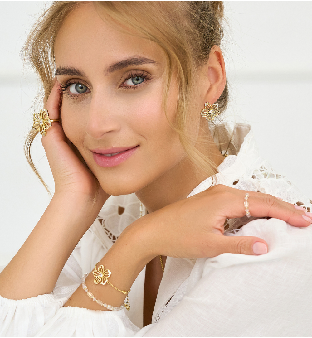 Kolczyki złote z kwiatkami Sunlit Blossom KRG1042