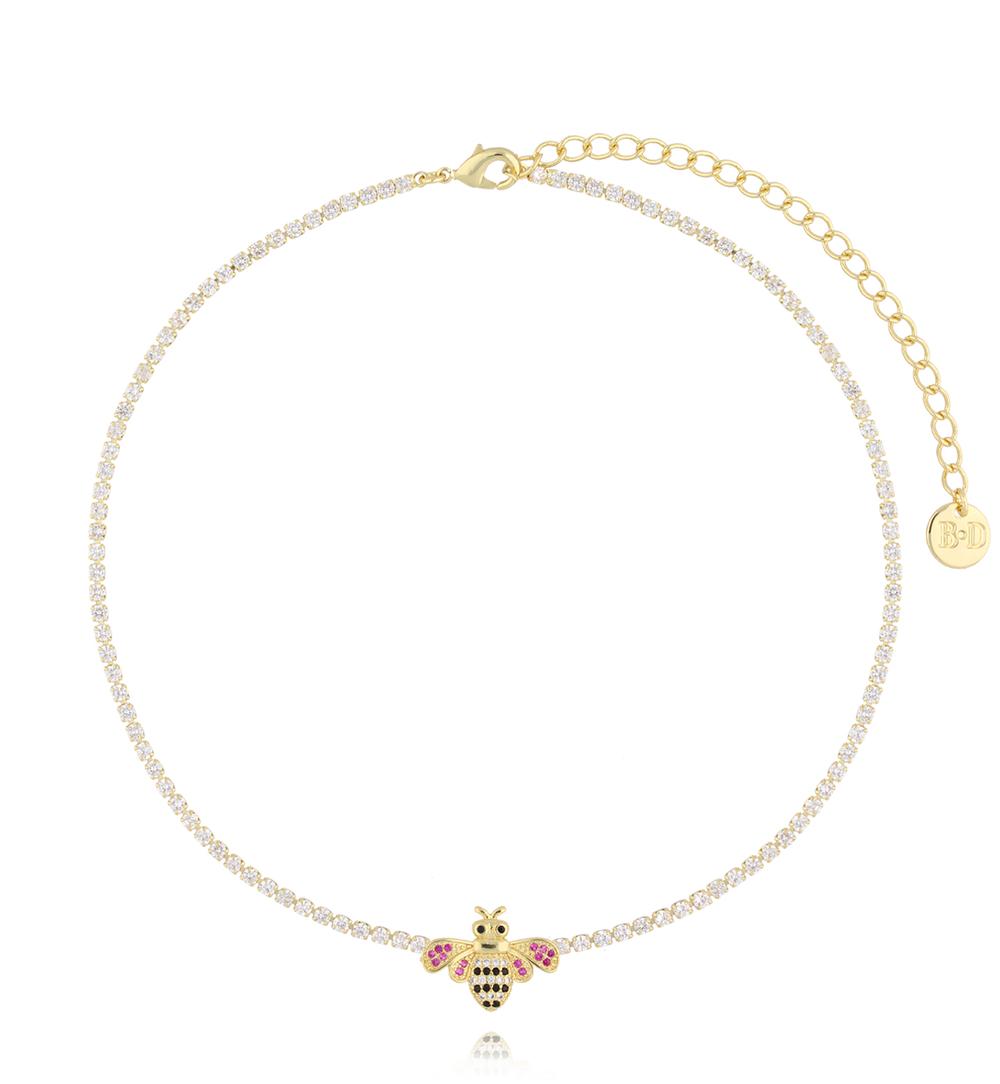 Naszyjnik złoty z owadem i kryształkami Trixie NS0239