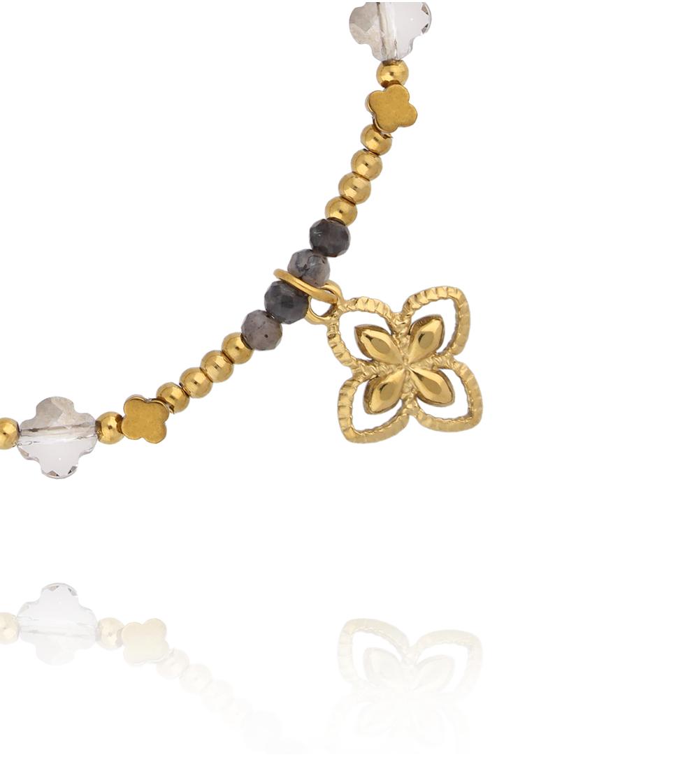 Bransoletka z labradorytami i koniczynką BTW3556