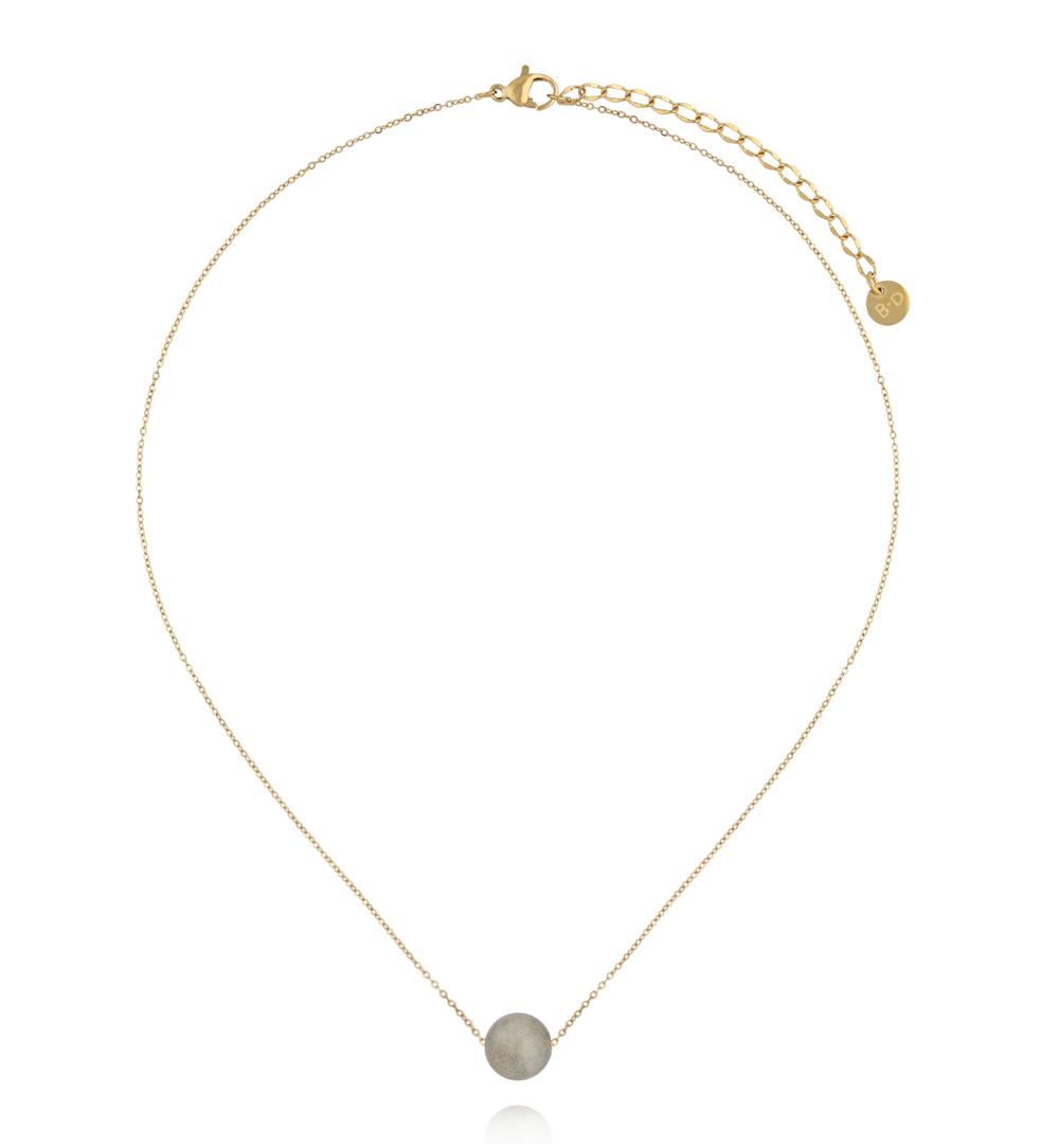 Naszyjnik z labradorytem na delikatnym złotym łańcuszku NLB0394