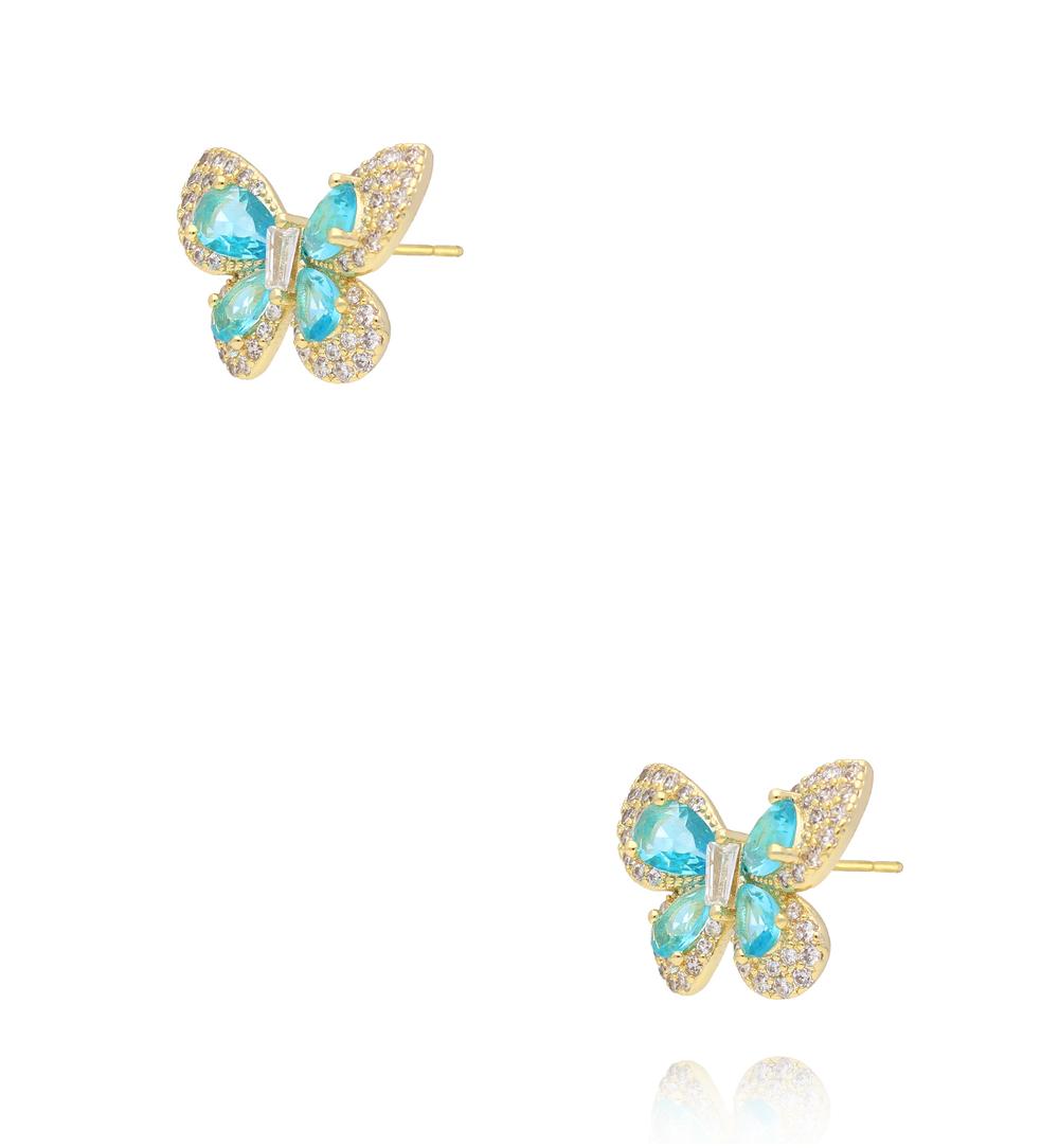 Kolczyki motyle z turkusowymi kryształkami KSS2245