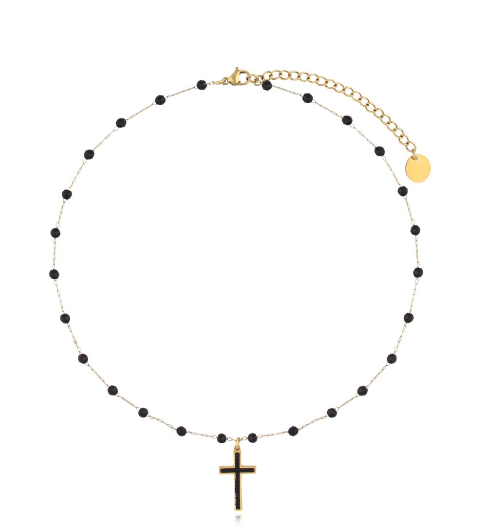 Naszyjnik czarny z krzyżykiem Black Cross NSY0042