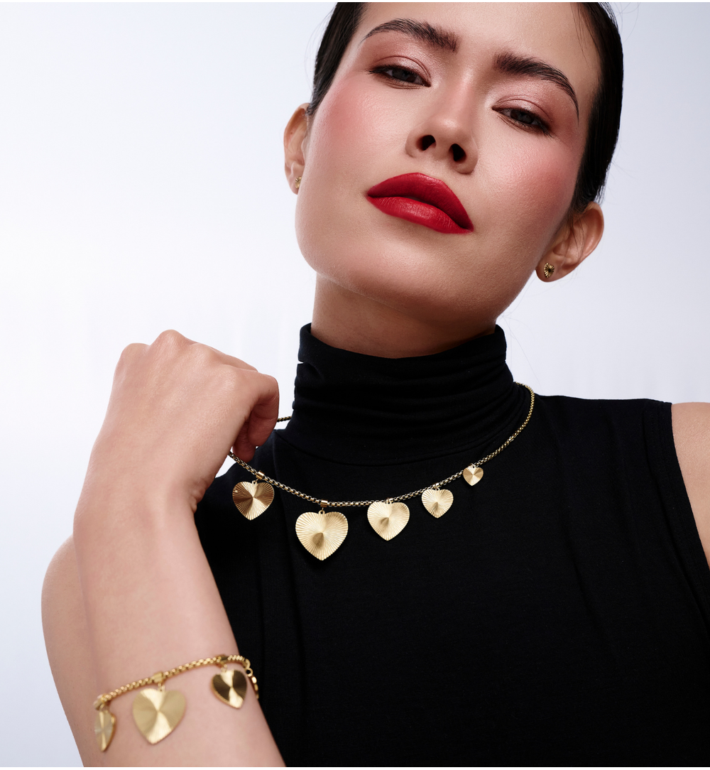 Naszyjnik z sercami złoty NEA0038