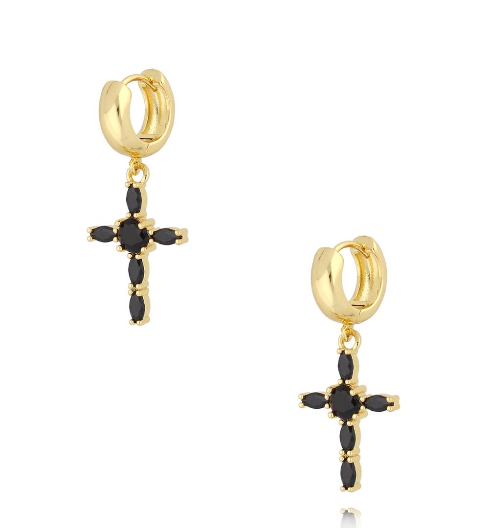 Kolczyki czarne krzyżyki z kryształkami Baroque KRG0992