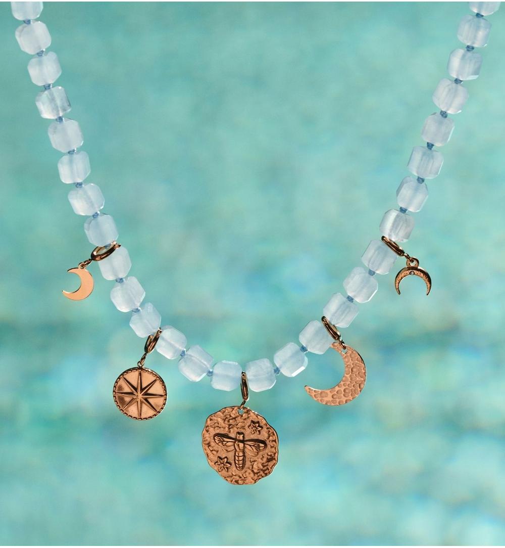 Charms złoty półksiężyc z perełką CHA0120