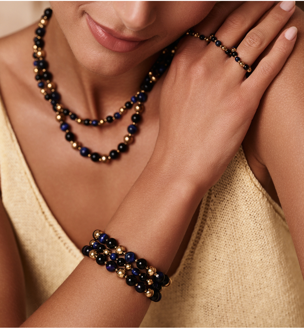 Bransoletka z agatami i tygrysim okiem BPA0519