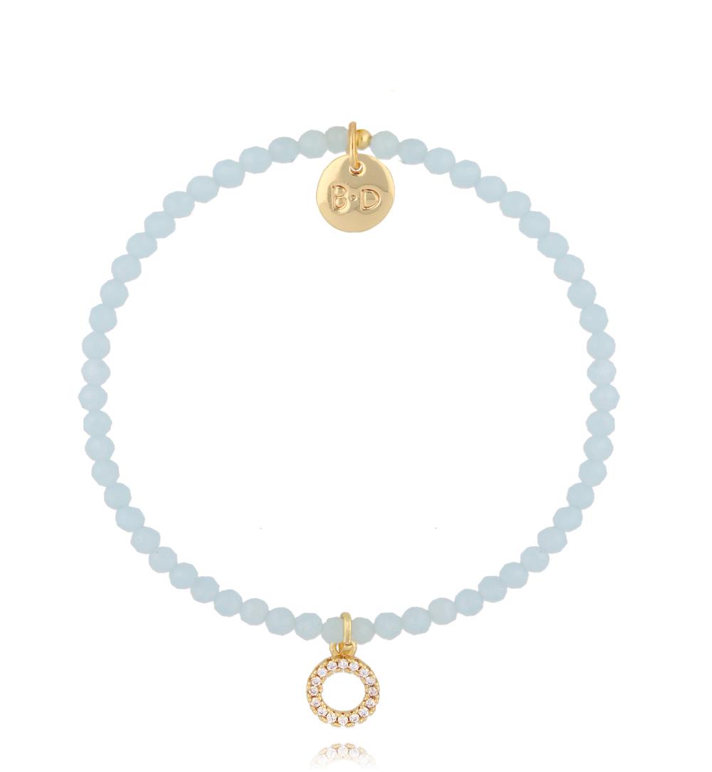 Bransoletka z błękitnych kamieni z zawieszką z cyrkoniamiBTW3615