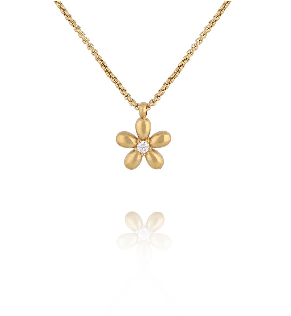 Naszyjnik z zawieszką kwiatkiem złoty  NSY0634