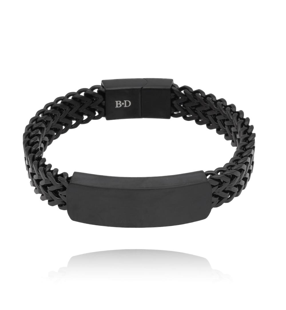 Zestaw męskich bransoletek w czerni i grafitowym srebrze ZN0100