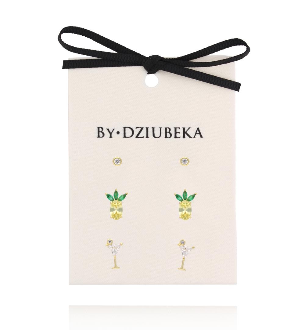 Zestaw kolczyków pozłacanych z cyrkoniami KLT0037