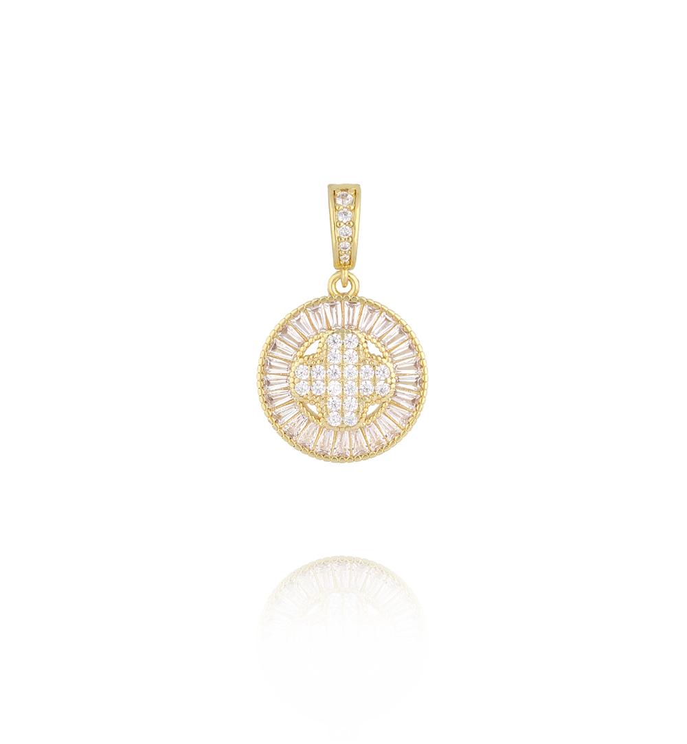 Charms złoty okrągły medalion z kryształkami CHSS0015
