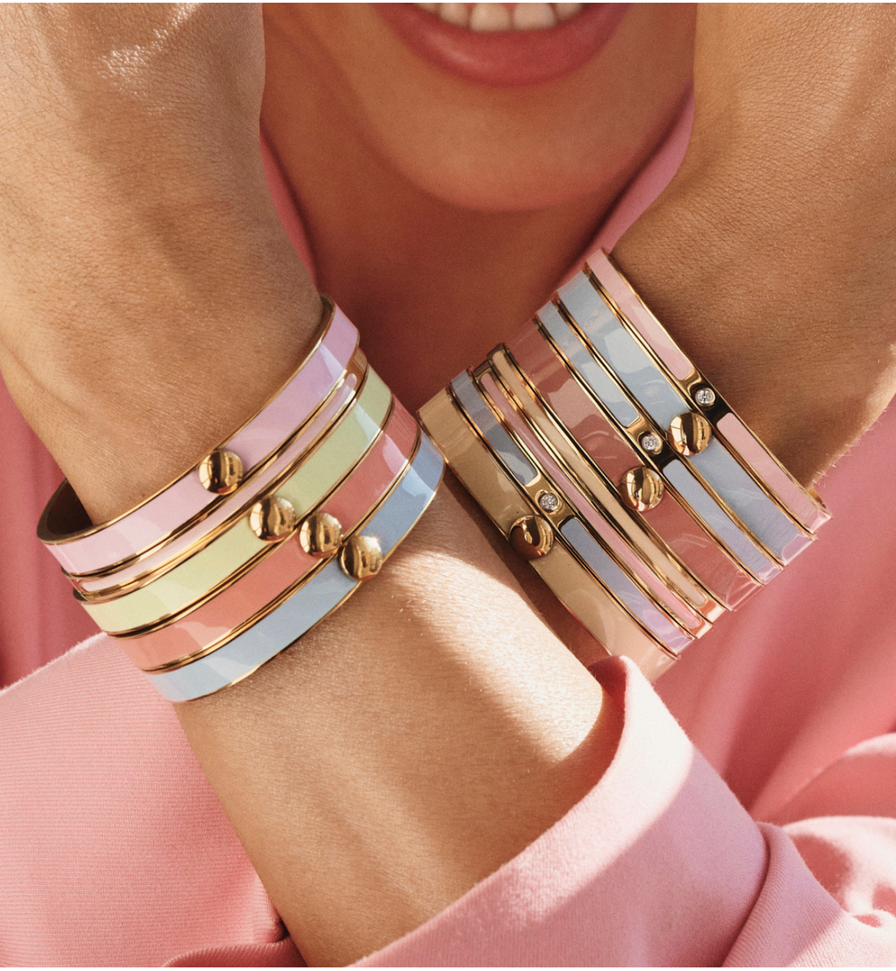 Bransoletka obręcz emaliowana pastelowa BSA0991