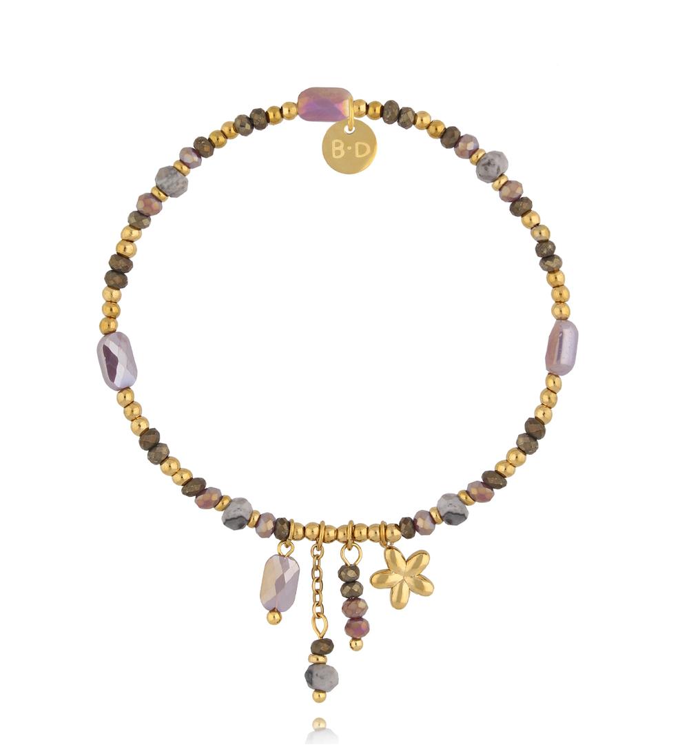 Bransoletka z pirytu, kamienia mapowego i kryształków z zawieszkami BTW3580