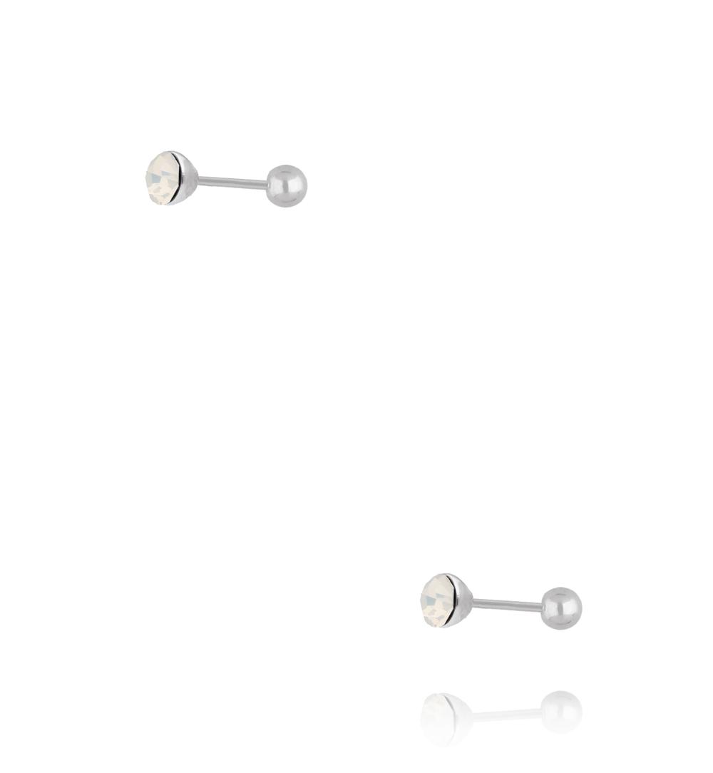 Kolczyki z mlecznobiałym kryształem w srebrnej oprawie KCA0173