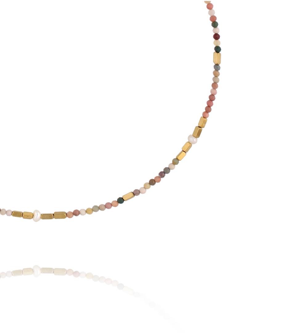 Naszyjnik z jaspisu z perłami NEA0081