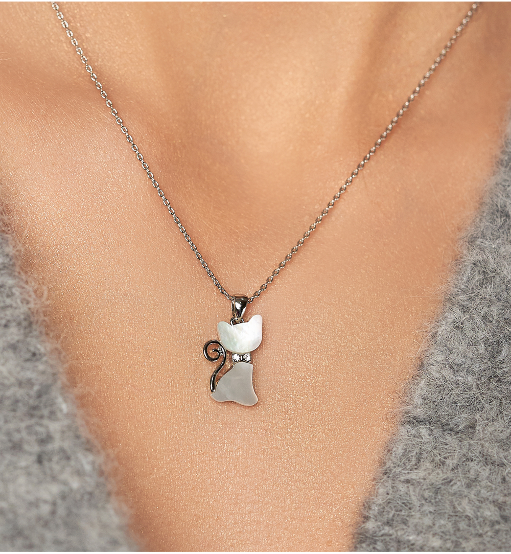 Naszyjnik srebrny z kotkiem Glam Charms NS0280