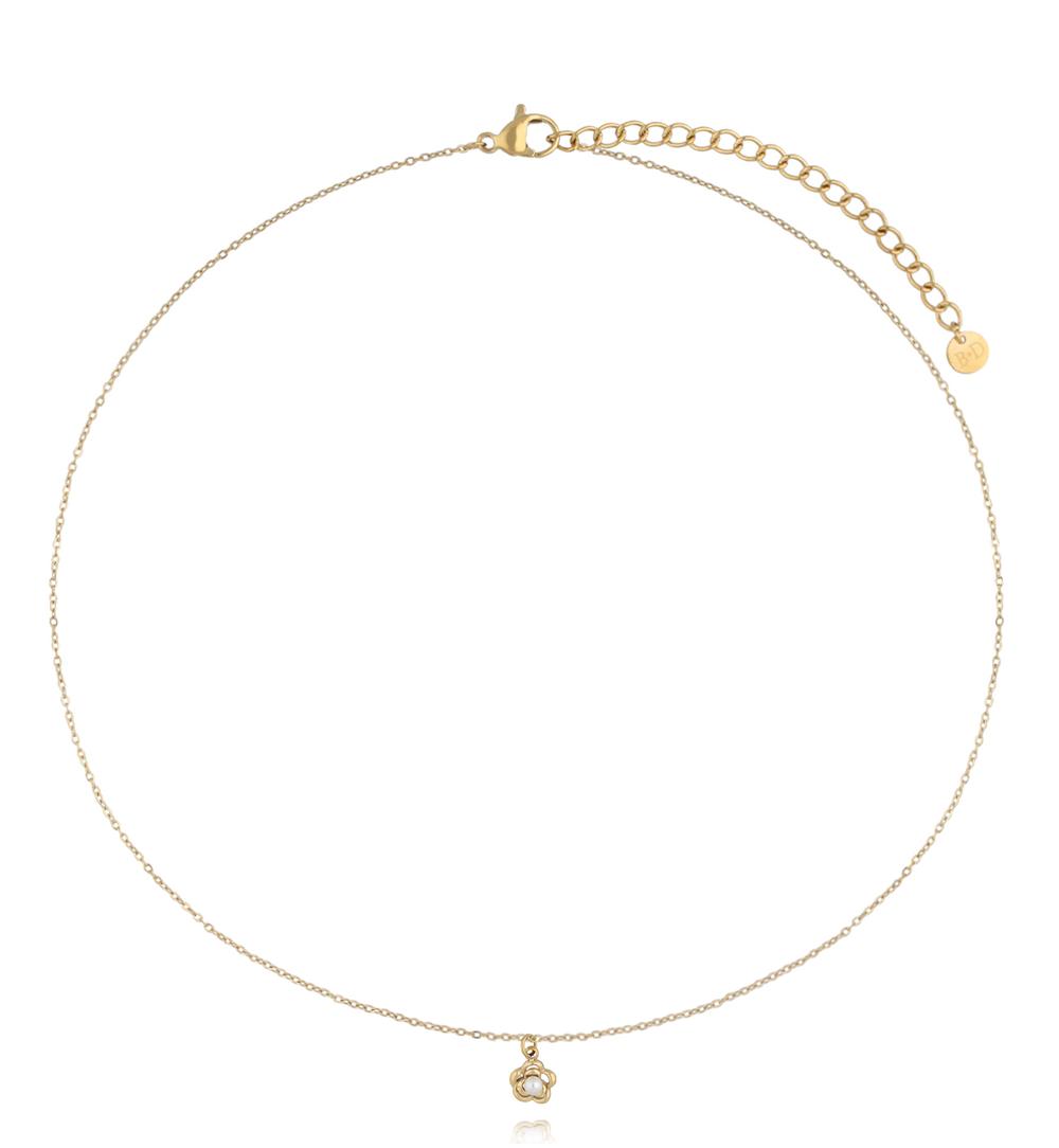 Naszyjnik z kwiatkiem i perełką NSY0786