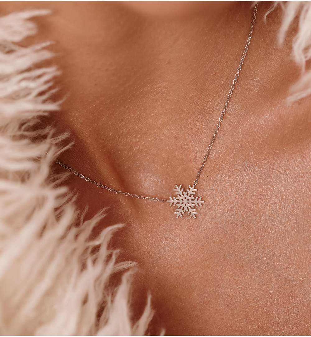 Zestaw biżuterii srebrnej ze śnieżynkami ZN0085