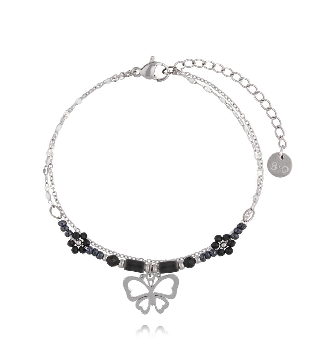 Bransoletka z turmalinem z zawieszką motyla BSY0533