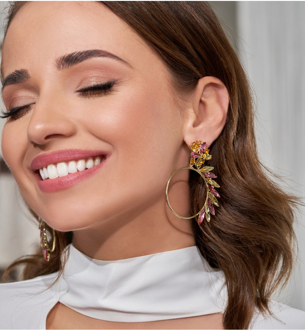 Kolczyki różowo żółte Crazy Girl KSS1115