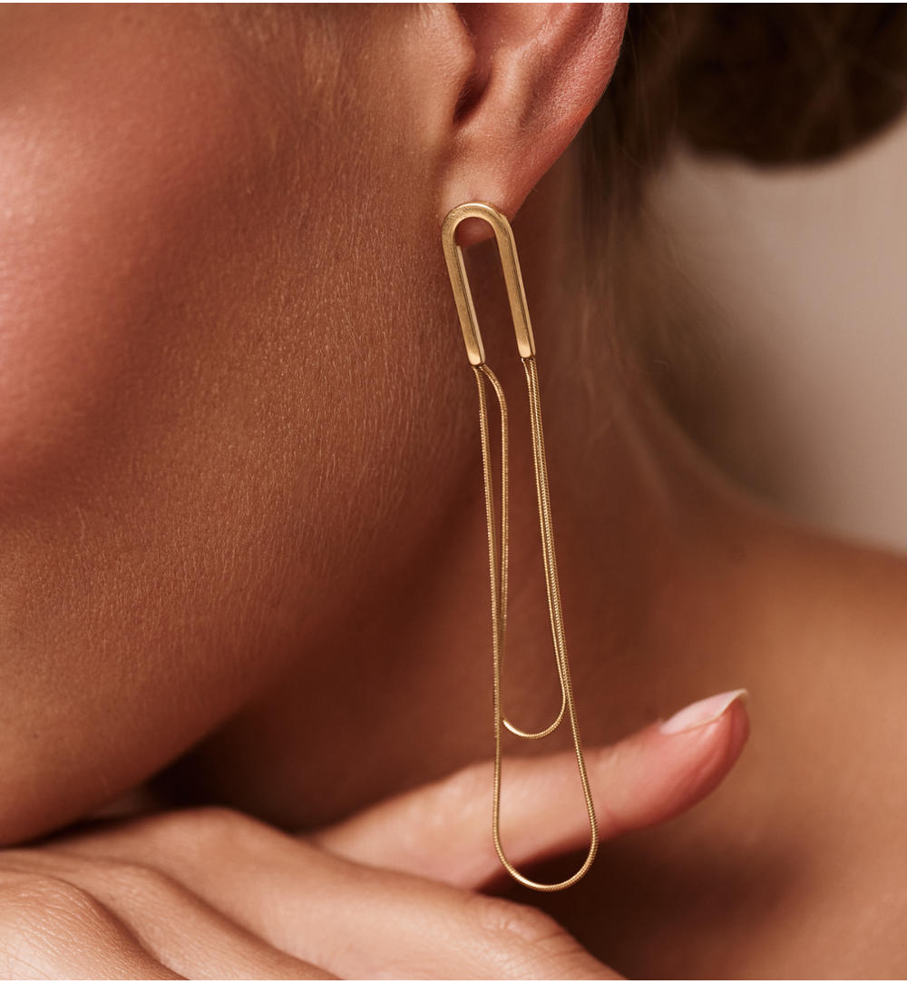 Kolczyki z łańcuszkiem złote KSY0402