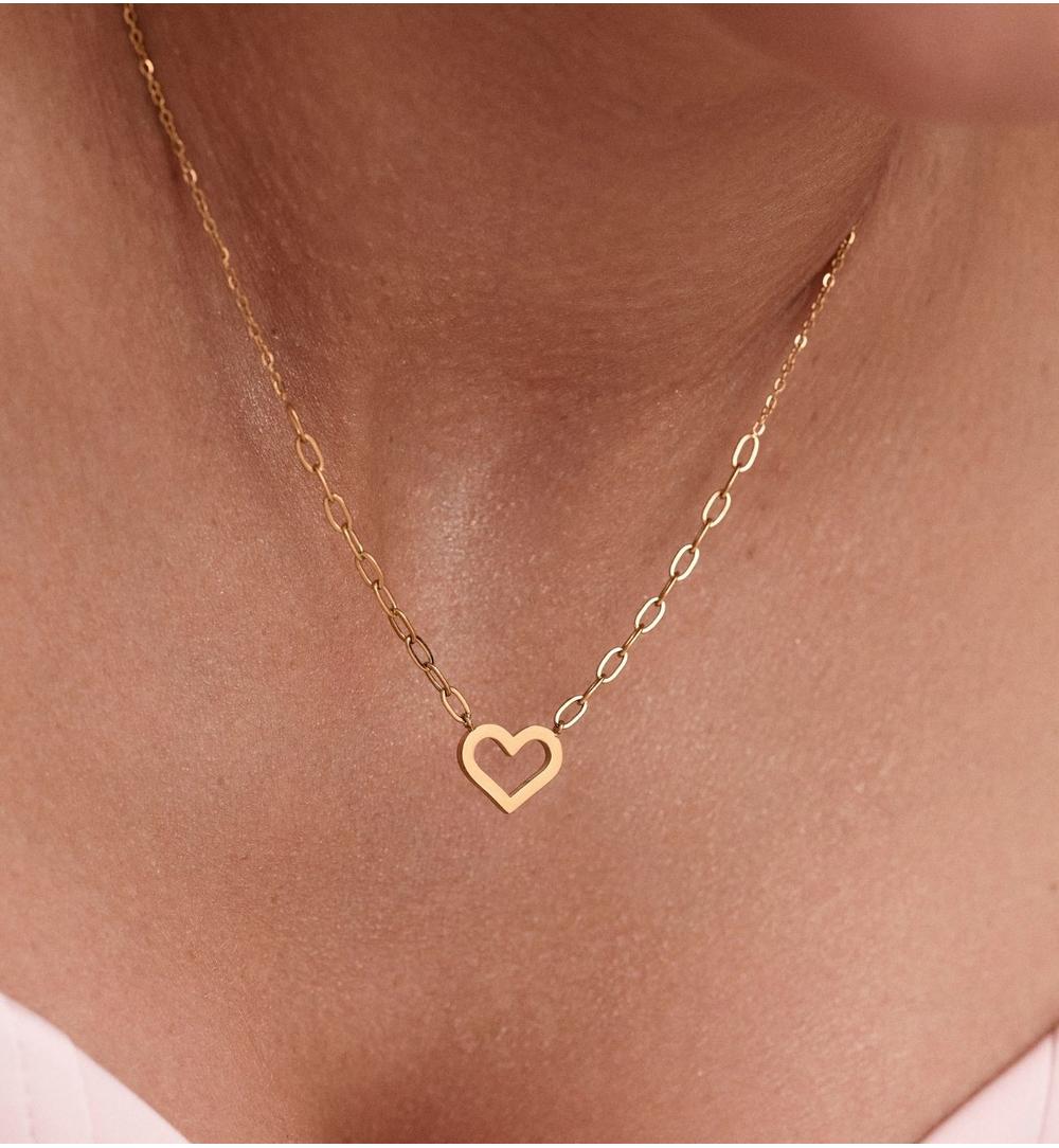 Zestaw biżuterii ze złotymi sercami ZN0232