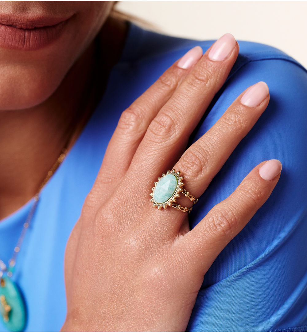 Pierścionek z amazonitem PEA0059