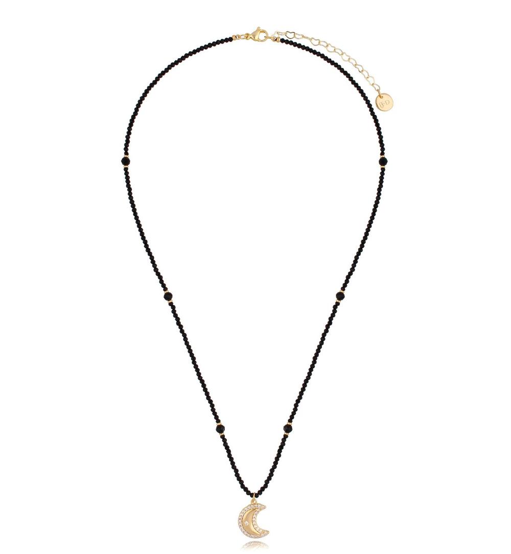 Naszyjnik czarny z księżycem Brilliant Moon NTW0781