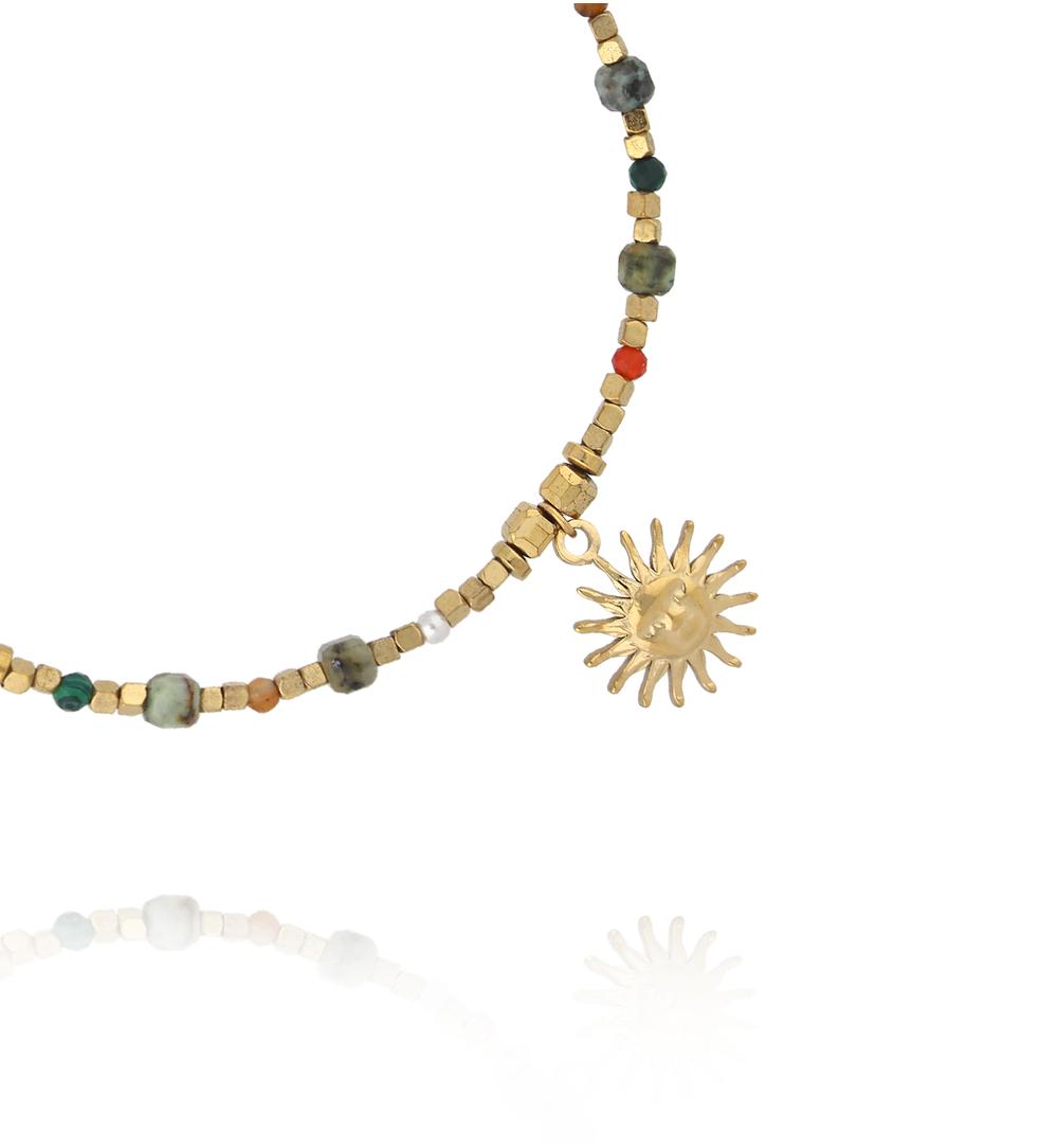 Bransoletka z kamieni naturalnych z zawieszką słońca BEA0094