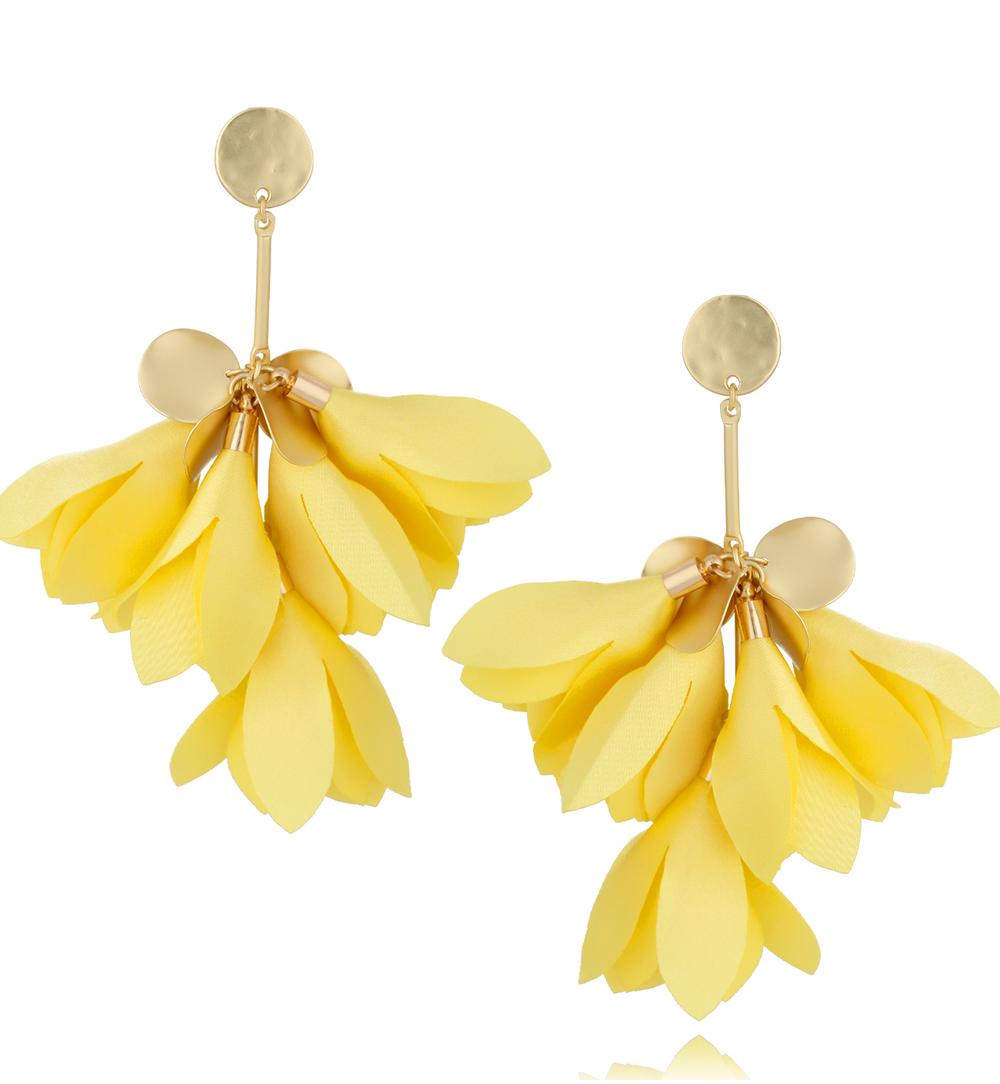 Kolczyki satynowe kwiaty żółte II Flower KBL1133