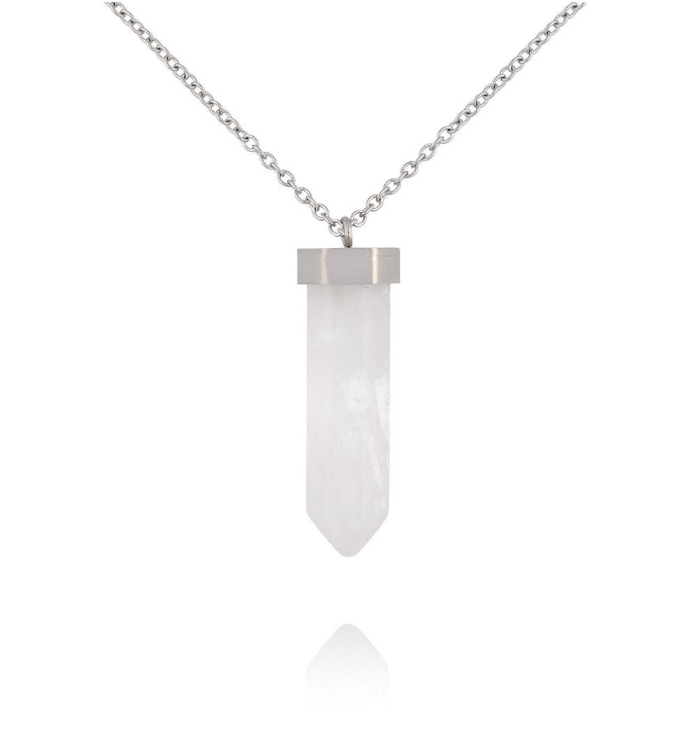 Naszyjnik z kwarcem na srebrnym łańcuszku NLB0374