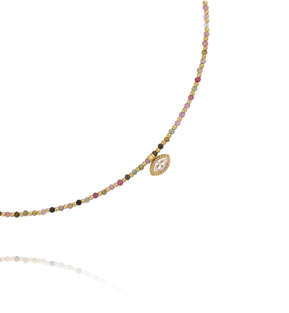 Naszyjnik z kolorowych kamieni z zawieszką NTW1584