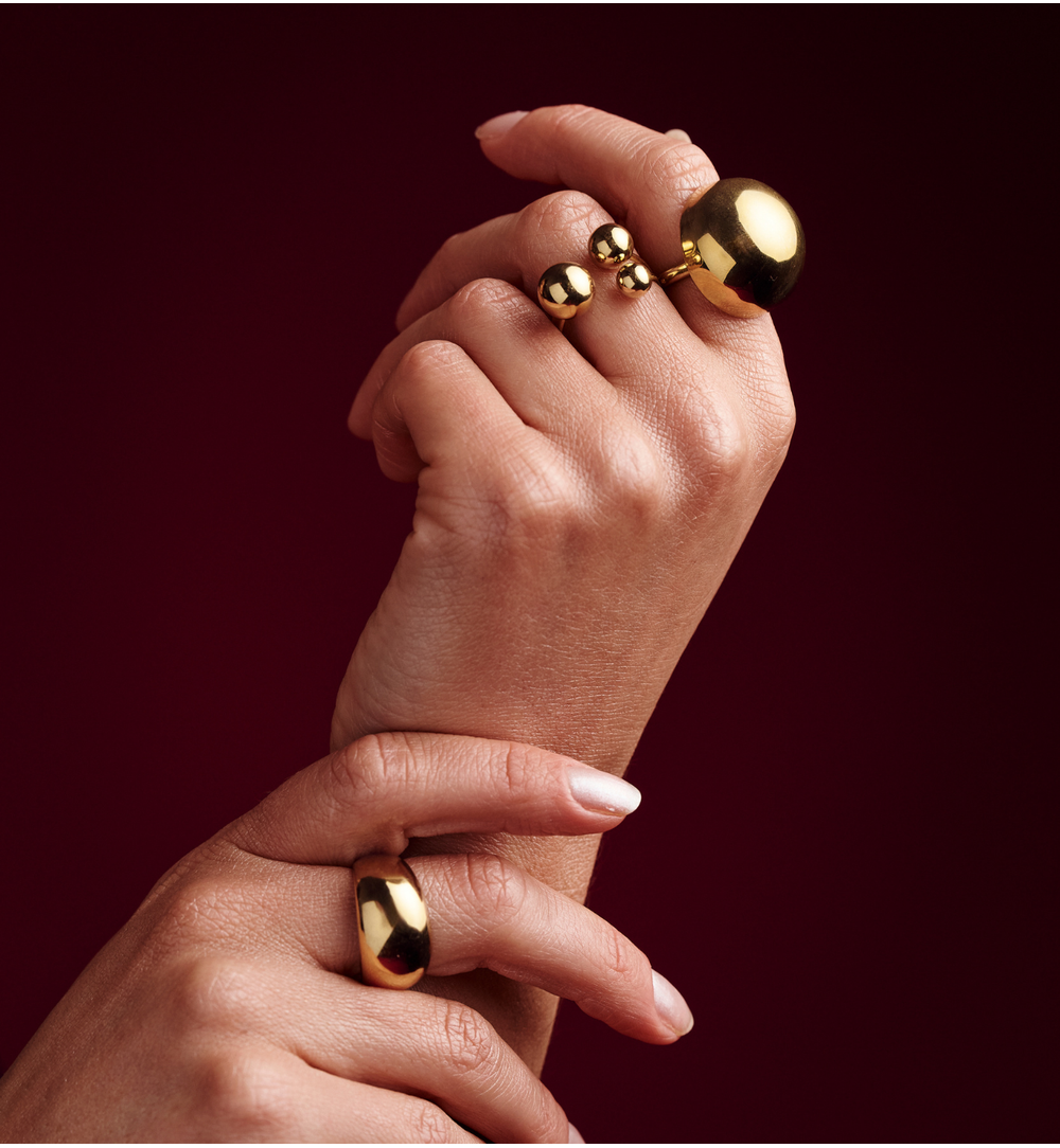 Pierścionek z półkulą złoty duży Geometric Harmony PSA0977