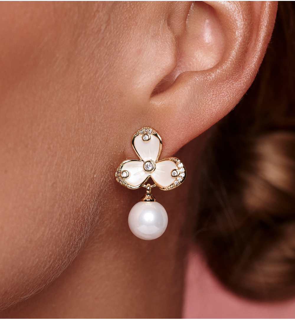 Kolczyki z perełkami i kwiatkami KPE0168