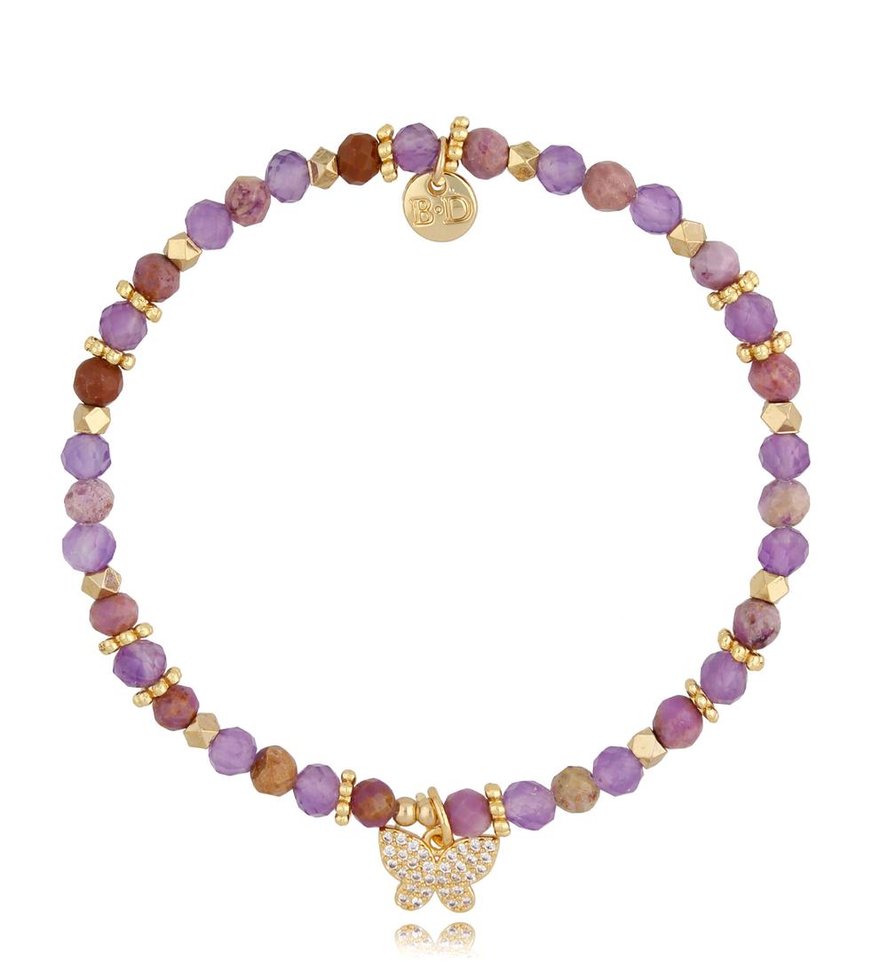 Bransoletka z ametystami i motylkiem Good Year BSC1010